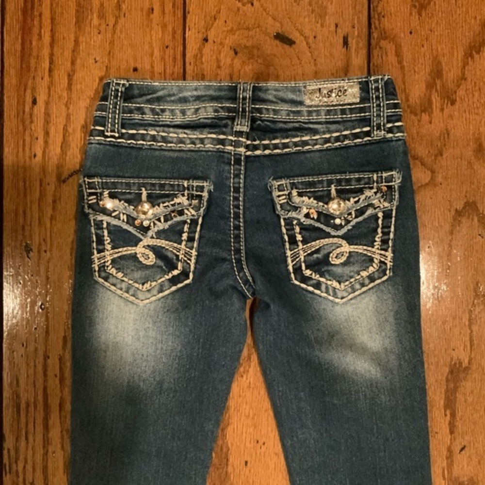 🔥 Like New 🔥 Justice Rhinestone Jeans - Picture 3 of 3